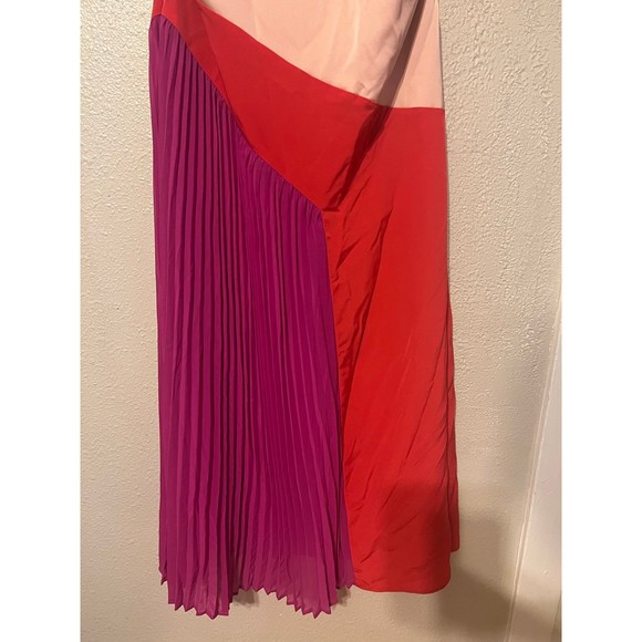 Cushnie For Target NWT Pleated Color Block Pink Satin Midi Dress Size 14 - Picture 3 of 6
